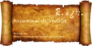 Rozenbaum Árpád névjegykártya